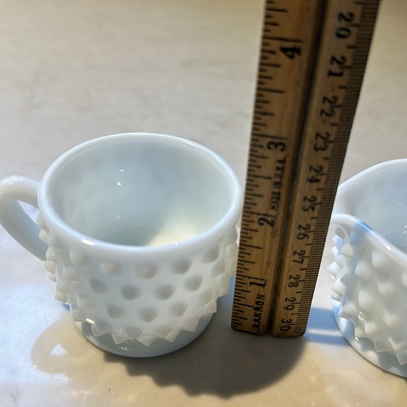 Vintage FENTON Hobnail White Milk Glass Small Cream and Sugar Bowl - Picture 10 of 10